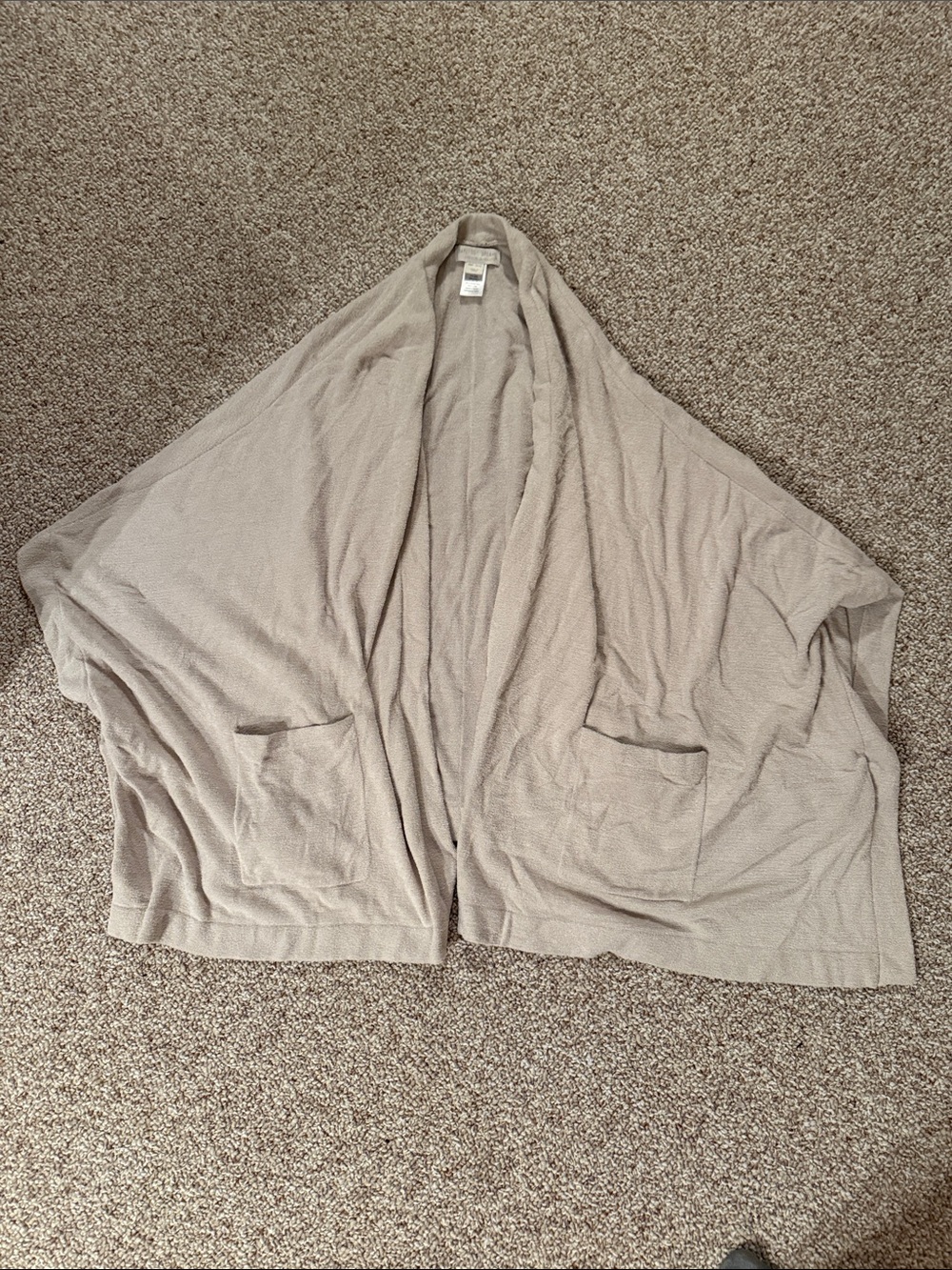 Barefoot Dreams Light Taupe Draped Open Cardigan